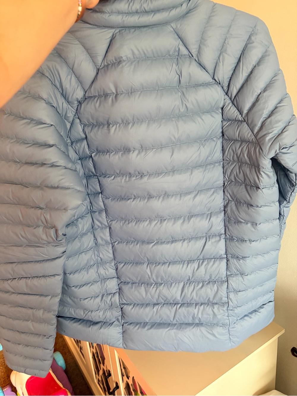 Patagonia Powder Blue Quilted Down Jacket Bernacle Blue W Large Puffer - Picture 2 of 3
